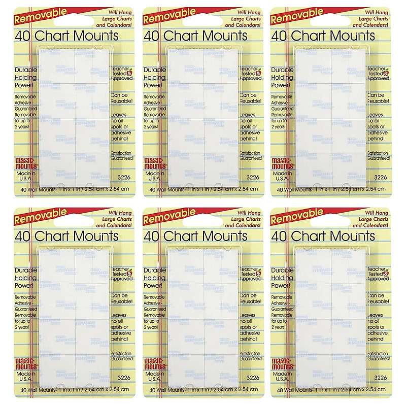 Magic Mounts Chart Mounts, 1" x 1", 40/Pack, 6 Packs (MIL3226-6) image 1