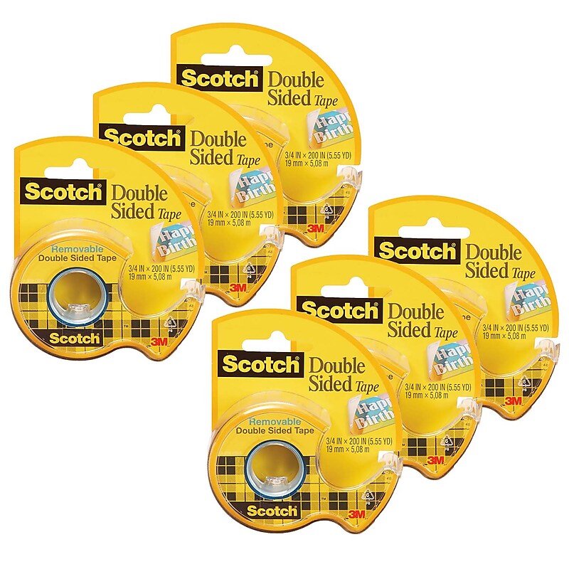 Scotch Removable Double Sided Tape, 3/4" x 5.5 yds., Clear, 6 Rolls (MMM238-6) image 1