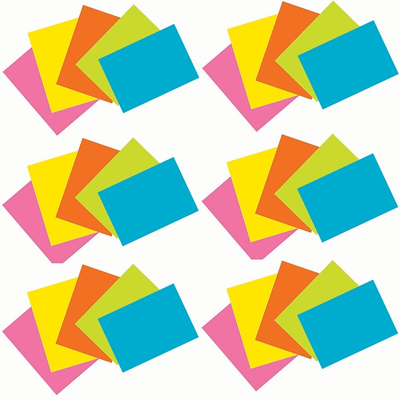 Pacon® 4" x 6" Index Cards, Blank, Bright Assorted Colors, 100/Pack, 6 Packs/Bundle (PAC1721-6) image 1