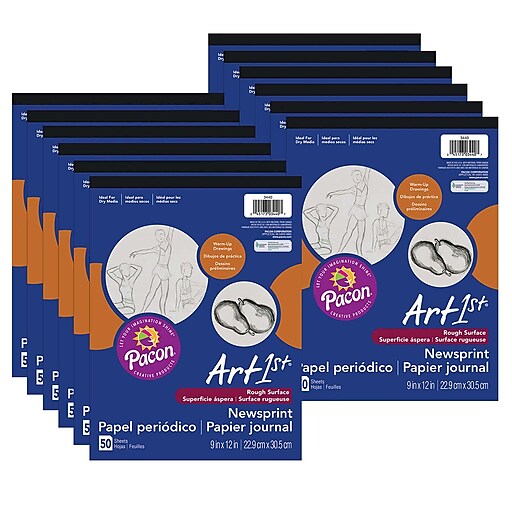 Newsprint Pad White 9 x 12 50 Sheets Pack of 12