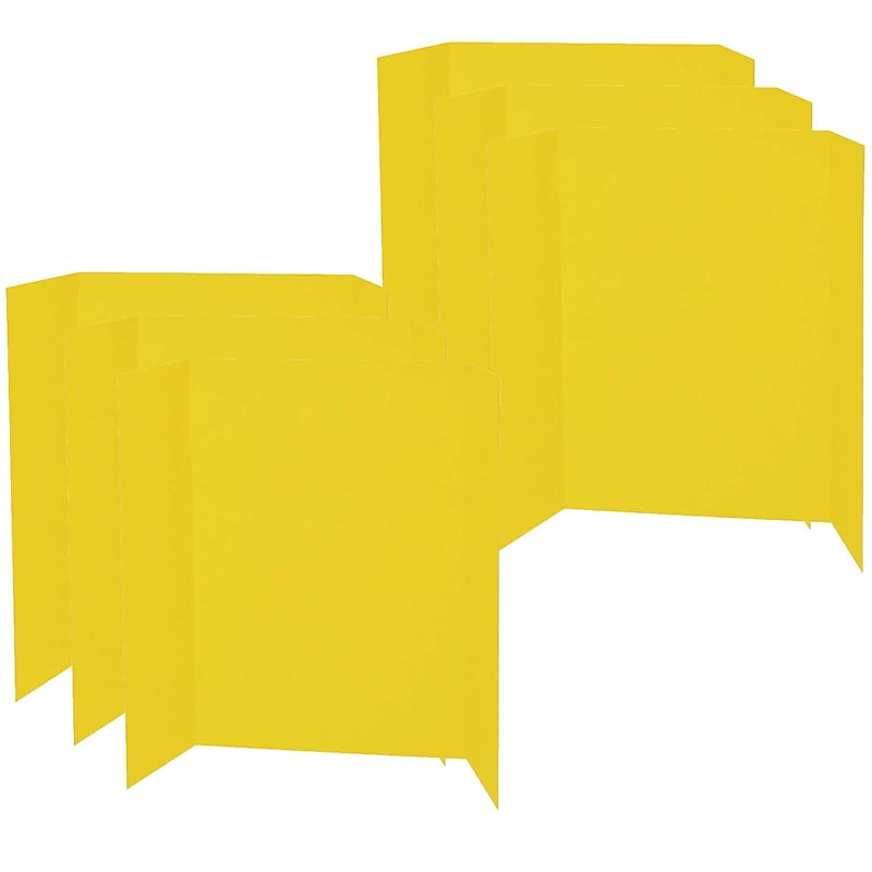 Pacon Tri-Fold Presentation Board, 36" x 48", Corrugated, Yellow, 6/Bundle (PAC3769-6) image 1
