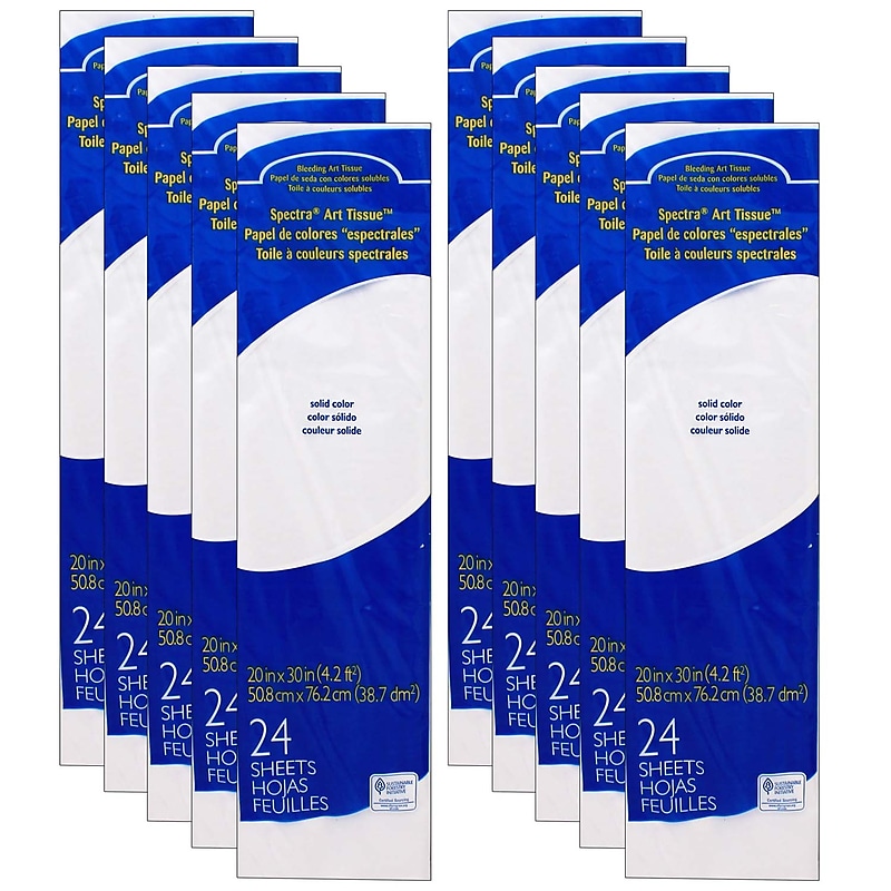 Spectra Deluxe Bleeding Art Tissue, White, 20" x 30", 24 Sheets Per Pack, 10 Packs (PAC59002-10) image 1