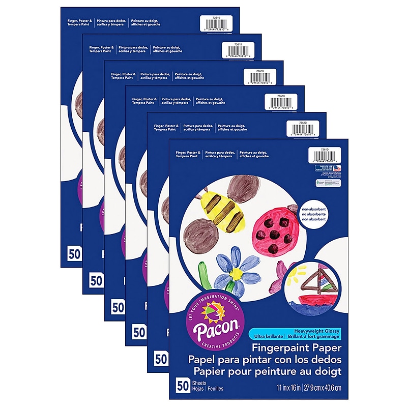 Art Street® Fingerpaint Paper, 11" x 16", White, 50 Sheets Per Pack, 6 Packs (PAC73610-6) image 1