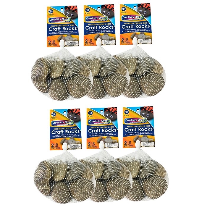 Creativity Street Craft Rocks, Assorted Colors, 2 lb., 6/Bundle