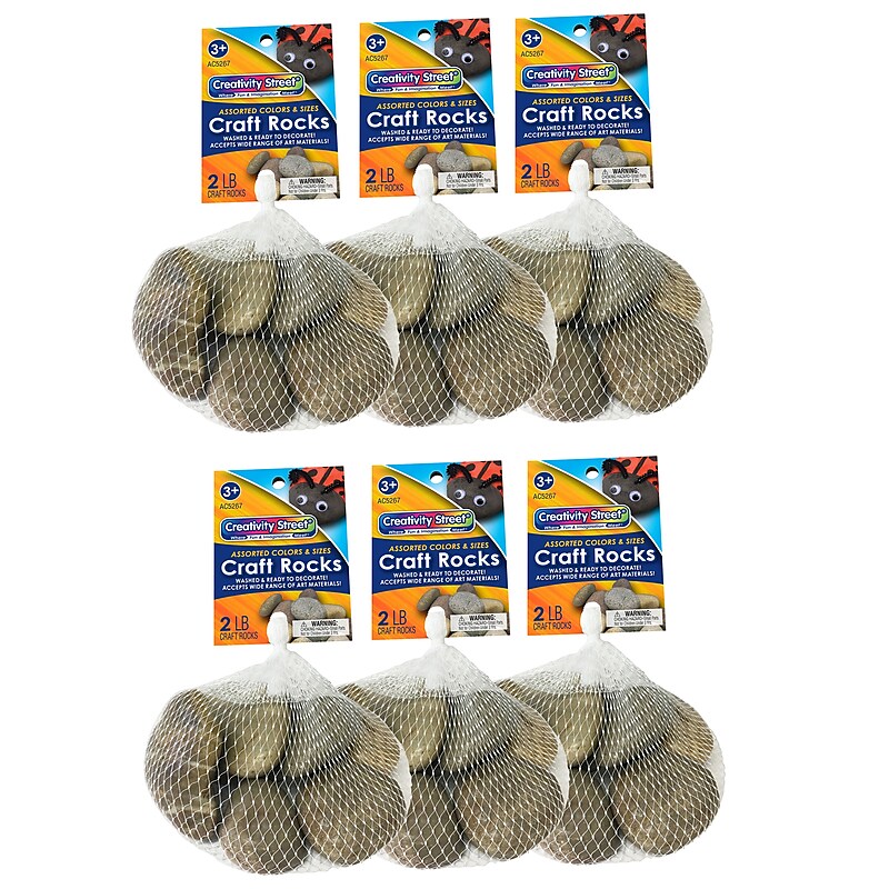 Creativity Street Craft Rocks, Assorted Colors, 2 lb., 6/Bundle (PACAC5267-6) image 1