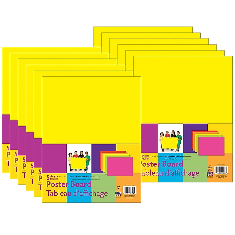 UCreate Neon Poster Board, 5 Assorted Colors, 11" x 14", 5 Sheets Per Pack, 12/Pack (PACMMK04506-12) image 1