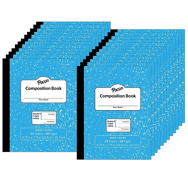 Pacon Composition Notebooks, 7.75" x 9.75", Wide Ruled, 24 Sheets, Blue, 24/Bundle (PACMMK37138-24) image 1