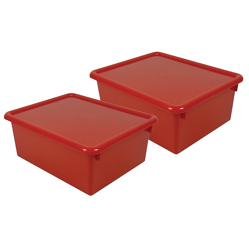 Romanoff Plastic Stowaway 5" Letter Box with Lid, Red, Pack of 2 (ROM16002-2) image 1