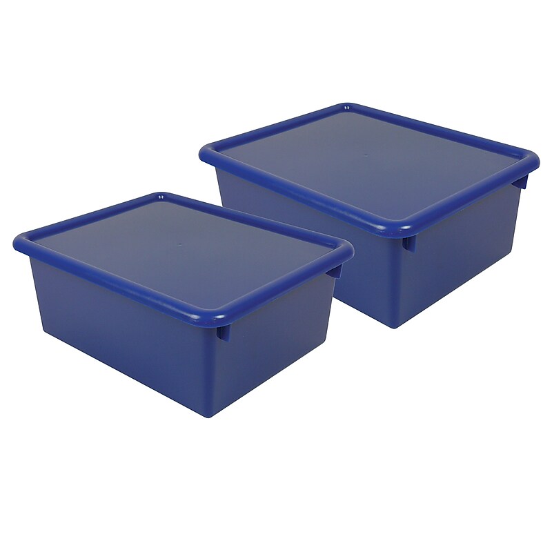 Romanoff Plastic Stowaway 5" Letter Box with Lid, Blue, Pack of 2 (ROM16004-2) image 1