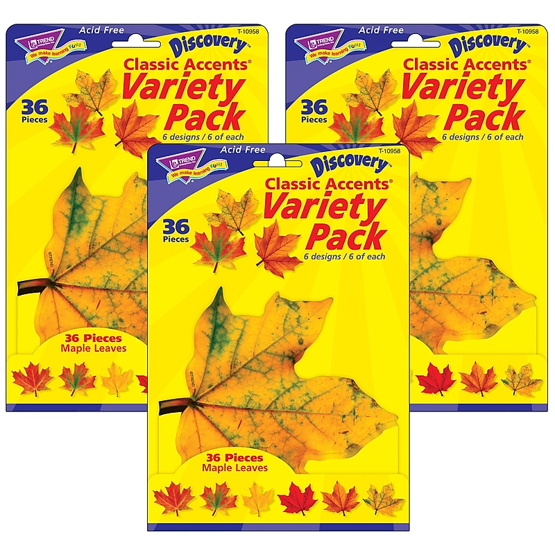 TREND Maple Leaves Classic Accents Variety Pack, 36 Per Pack, 3 Packs (T-10958-3) image 1