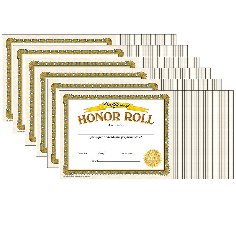 TREND Honor Roll Classic Certificates, 30 Per Pack, 6 Packs (T-11307-6) image 1