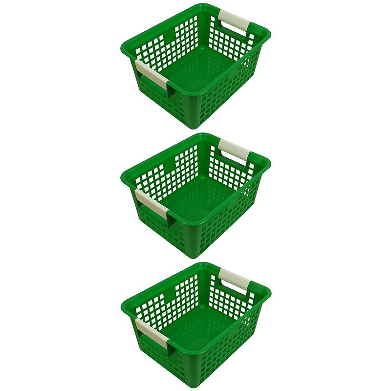 Romanoff Plastic Tattle® Book Basket, 12.25" x 9.75" x 6", Green, Pack of 3 (ROM74905-3) image 1