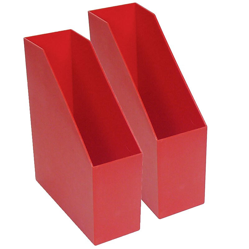 Romanoff Plastic Magazine File, 9.5" x 3.5" x 11.5", Red, Pack of 2 (ROM77702-2) image 1