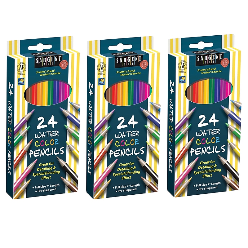 Sargent Art Watercolor Pencils, 24 Colors/Box, 3 Boxes (SAR227205-3) image 1