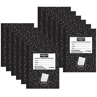 Sargent Art® Composition Hard Cover Notebook, 9.75" x 7.5", .5" Ruled, 100 Sheets, Black Marble, Pack of 12 (SAR231535-12)
