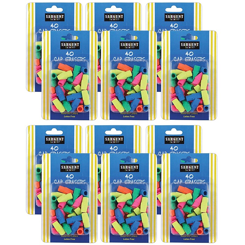Sargent Art Cap Eraser, Assorted Colors, 40/Pack, 12 Packs (SAR361015-12) image 1
