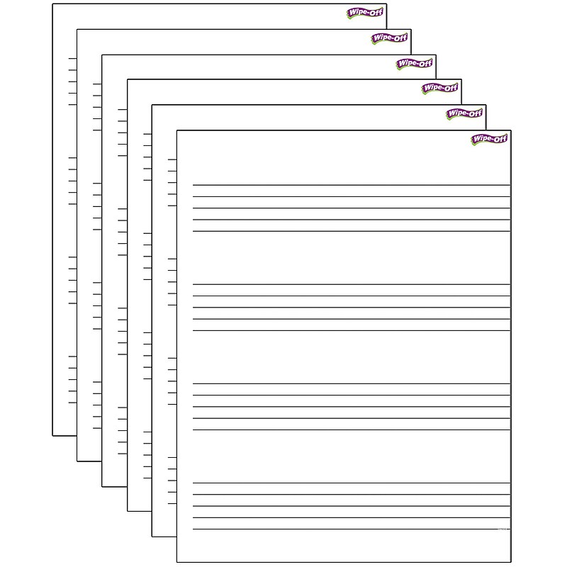 Trend Music Staff Wipe-Off Chart Laminated Paper Dry-Erase Whiteboard, 17" x 22", 6/Pack (T-27304-6) image 1