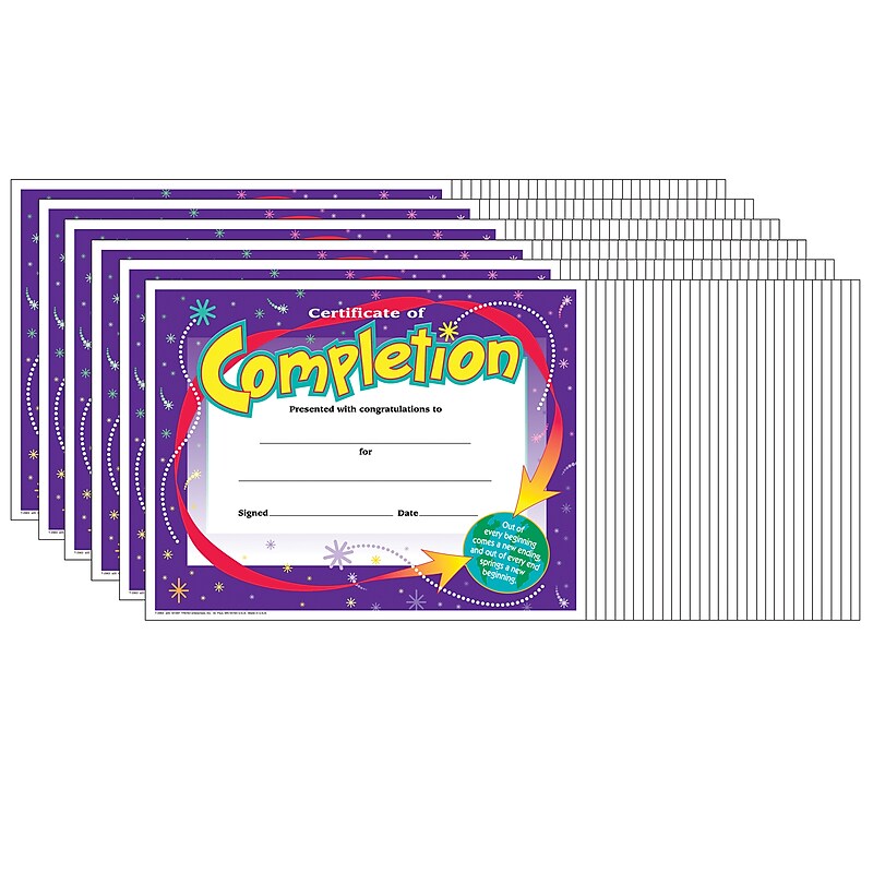 TREND Certificate of Completion Colorful Classics Certificates, 30 Per Pack, 6 Packs (T-2963-6) image 1
