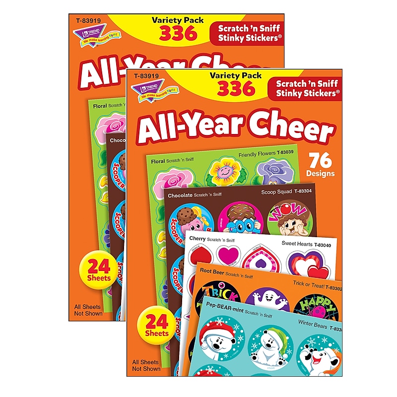 TREND All Year Cheer Stinky Stickers® Variety Pack, Multicolored, 336 Per Pack, 2 Packs (T-83919-2) image 1