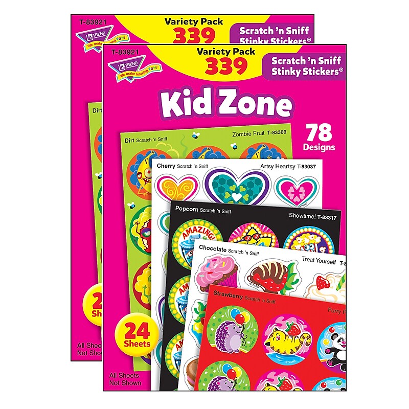Trend Enterprises Kid Zone Stinky Stickers Variety Pack, Multicolored, 339/Pack, 2 Packs/Bundle (T-83921-2) image 1