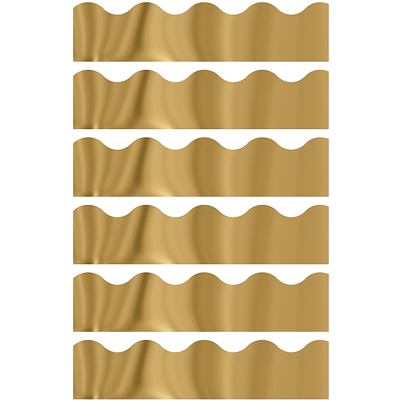 Trend Enterprises Gold Metallic Terrific Trimmers, 2.25 x  32.5', 10 Strips/Pack, 6 Packs/Bundle (T-91252-6) image 1