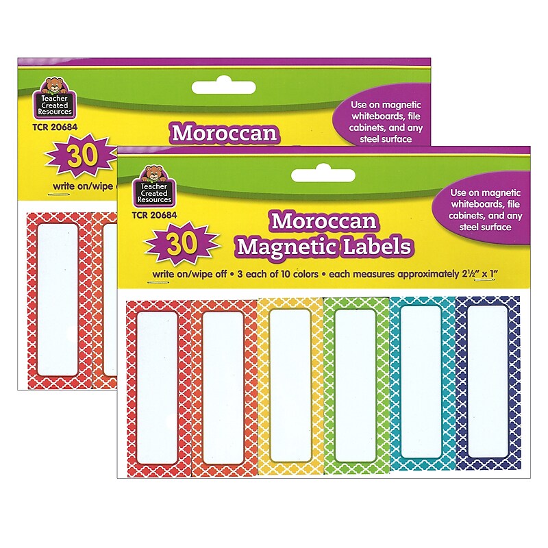 Teacher Created Resources Moroccan Magnetic Labels, 30 Per Pack, 2 Packs (TCR20684-2) image 1