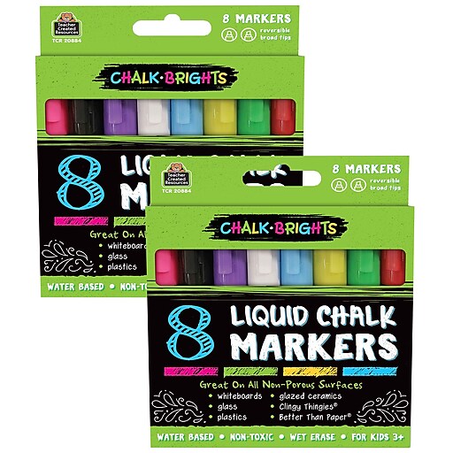 Teacher Created Resources Chalk Markers, Assorted Tip, Assorted, 8/Pack