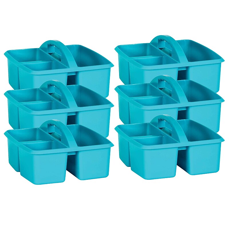 Teacher Created Resources® Plastic Storage Caddy, 9" x 9.25" x 5.25", Teal, Pack of 6 (TCR20911-6) image 1
