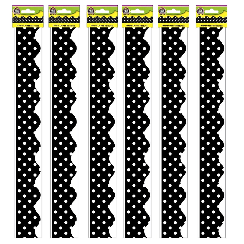 Teacher Created Resources Black Mini Polka Dots Border Trim, 35 Feet Per Pack, 6 Packs (TCR4671-6) image 1