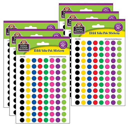 Teacher Created Resources Mini Colorful Circles ValuPak Stickers, 1144