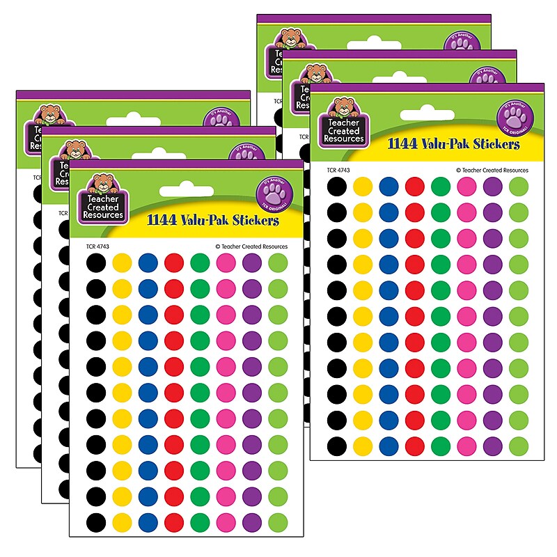 Teacher Created Resources Mini Colorful Circles Valu-Pak Stickers, 1144/Pack, 6 Packs/Bundle (TCR4743-6) image 1