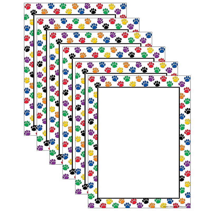 Teacher Created Resources Colorful Paw Prints Computer Paper, 50 Per Pack, 6 Packs (TCR4769-6) image 1