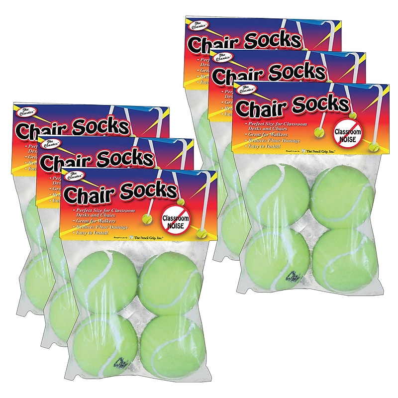The Pencil Grip Nylon/Rubber Chair Socks & Classroom Desk Socks, Yellow, 4 Per Pack, 6 Packs (TPG230-6) image 1
