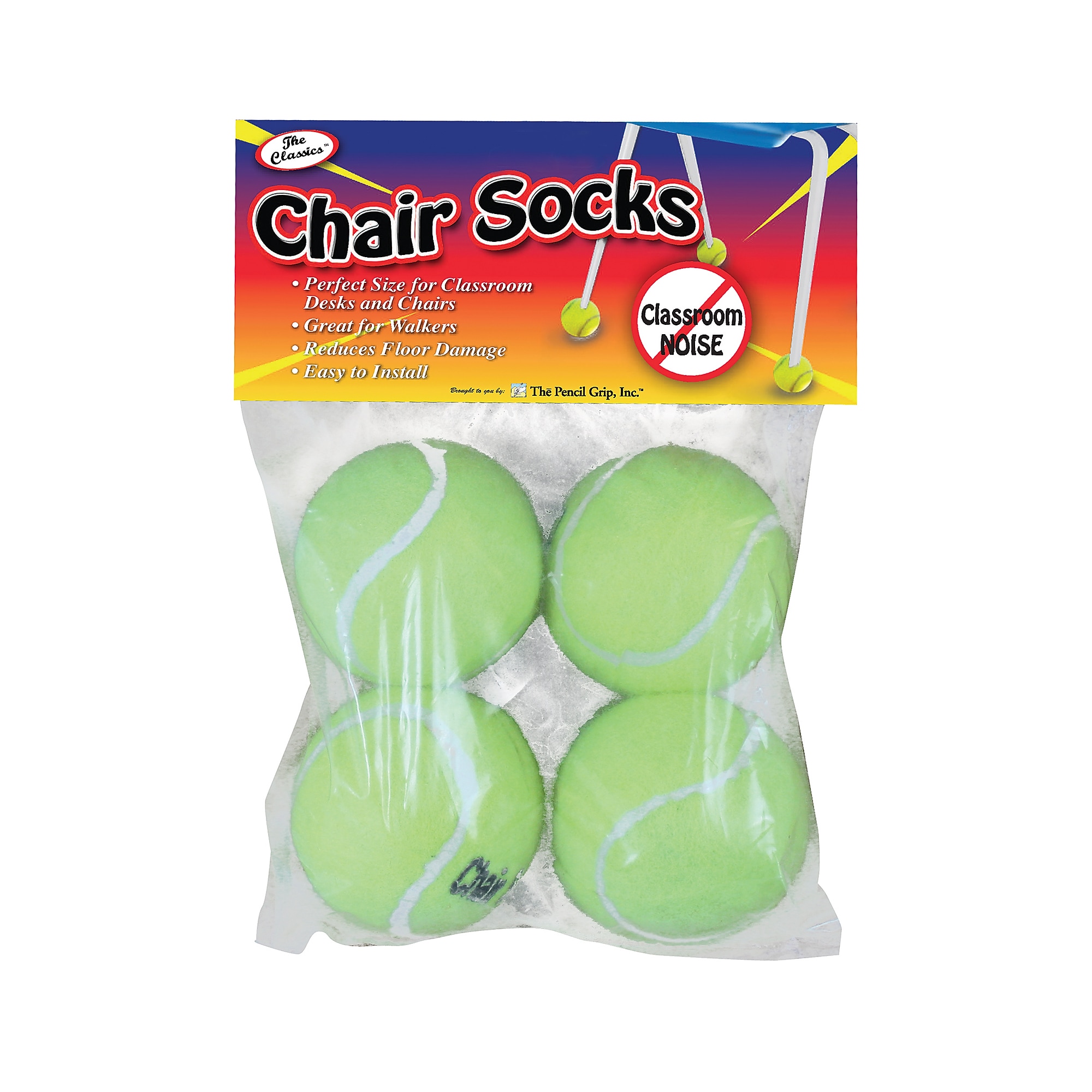 The Pencil Grip Nylon/Rubber Chair Socks & Classroom Desk Socks, Yellow, 4 Per Pack, 6 Packs (TPG230-6) Sansujyuku sansujyuku.com