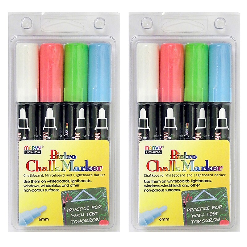 Marvy Uchida Chalk Markers, Bullet Tip, Assorted, 4/Pack, 2 Packs (UCH4804ED-2) image 1
