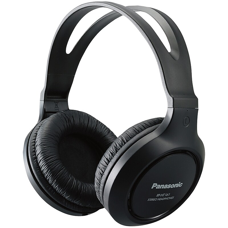 Panasonic Full-Size Long-Cord Over-Ear Headphones, Black (RP-HT161-K) image 1