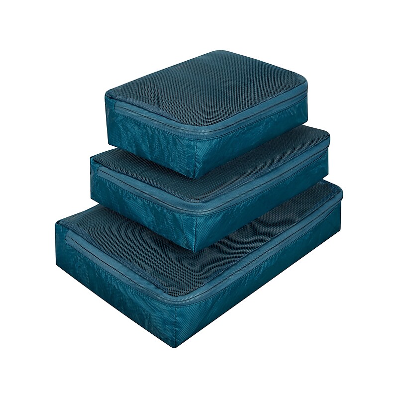 Travelon World Travel Essentials Polyester Packing Cubes Set, Peacock Teal, 3" (43507-383) image 1