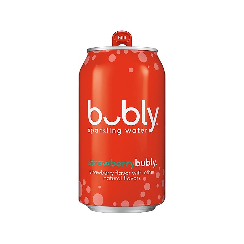 Bubly Strawberry Flavor Sparkling Seltzer Water, 12 fl. oz., 8 Cans/Pack, 3 Packs/Carton (17142) image 1