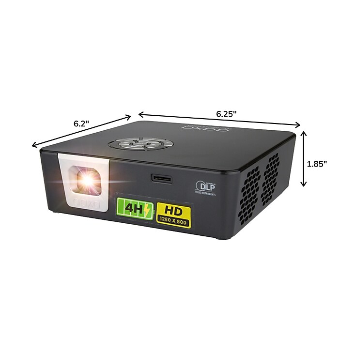AAXA P6X DLP Portable Projector 1080p, 4 Hour Battery, Gray/Black