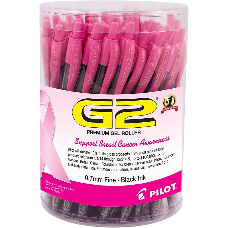 Pilot G2 BCA Retractable Gel Pens, Fine Point, Black Ink, 48/Pack (59037) image 1