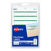 Avery Laser/Inkjet File Folder Labels, 2/3" x 3 7/16", Green, 252/Pack (5203)