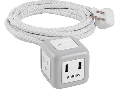 Philips 3-Outlet 2-USB Port Power Strip, 10′, Gray/White (SPS3102WB/37) Sansujyuku sansujyuku.com