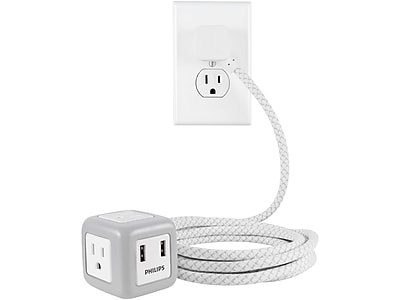 Philips 3-Outlet 2-USB Port Power Strip, 10′, Gray/White (SPS3102WB/37) Sansujyuku sansujyuku.com