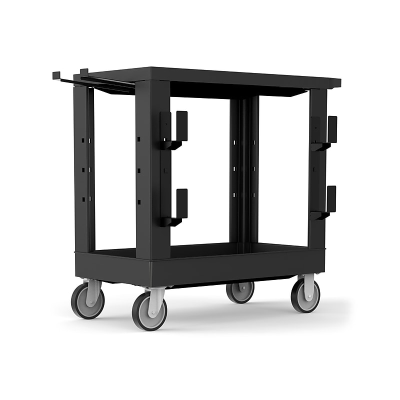 Luxor 2-Shelf Polyethylene Mobile Utility Cart with Swivel Wheels, Black (EC21-NDUST-B) image 1