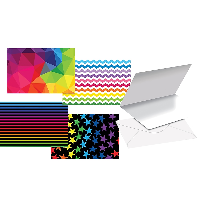 Better Office Cards with Envelopes, 4" x 6", Bright Shapes, 100/Pack (64574-100PK) image 1