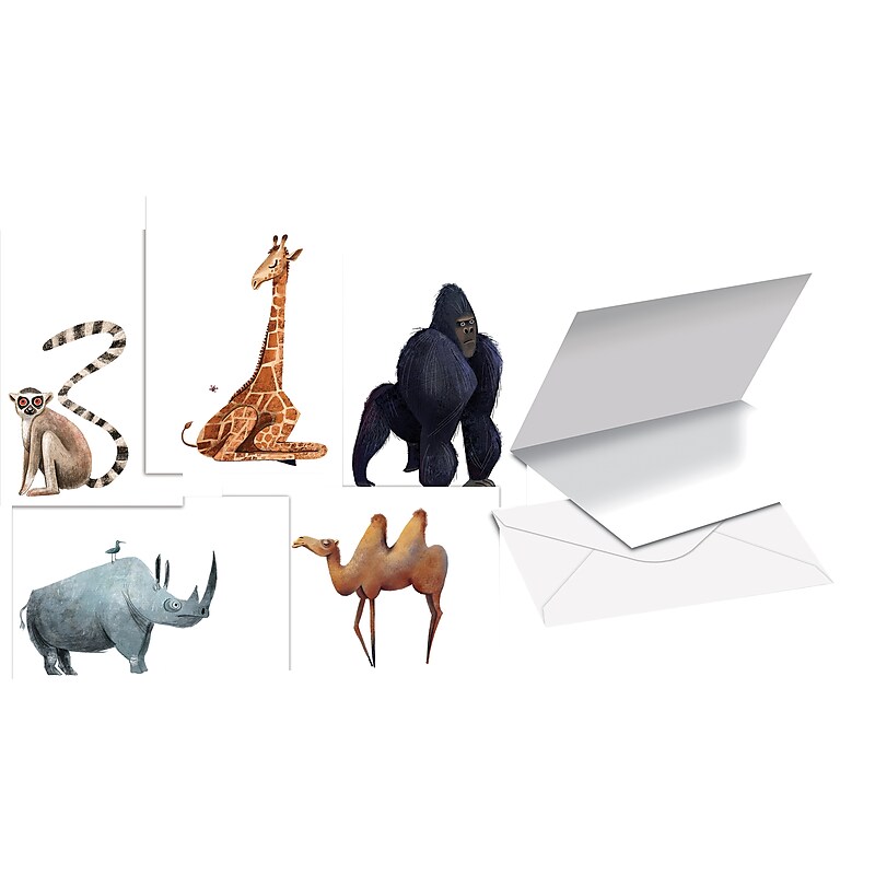 Better Office Cards with Envelopes, 4" x 6", Wild Animals, 100/Pack (64554-100PK) image 1