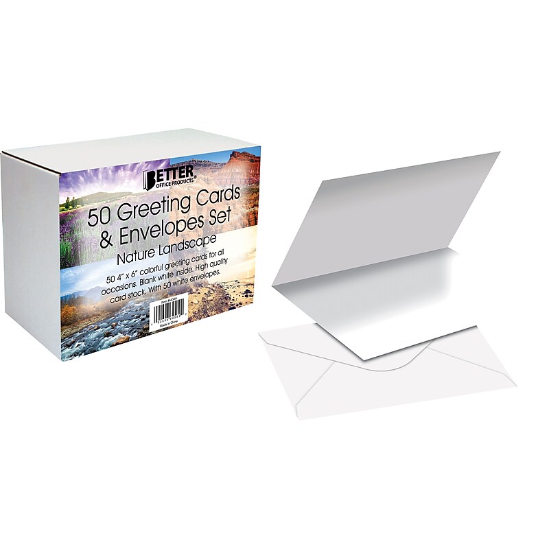Better Office Cards with Envelopes, 4" x 6", Nature Landscape, 50/Pack (64569-50PK) image 1
