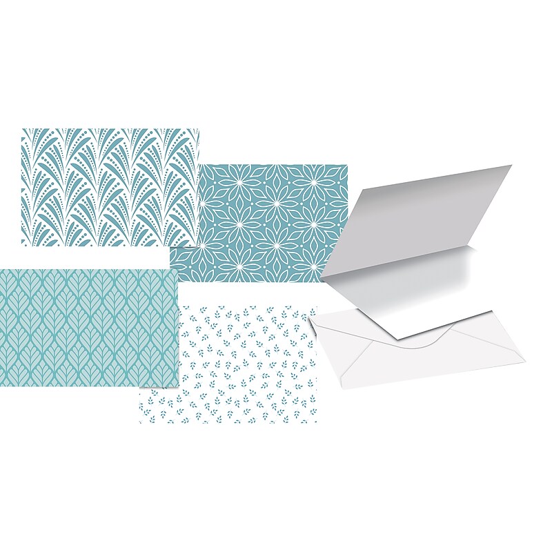 Better Office Cards with Envelopes, 4" x 6", Blue Hue Floral, 100/Pack (64566-100PK) image 1