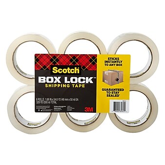 Scotch® Box Lock™ Shipping Packing Tape, Clear, 1.88 in x 54.6 yd, 6 Rolls/Pack (3950-6)