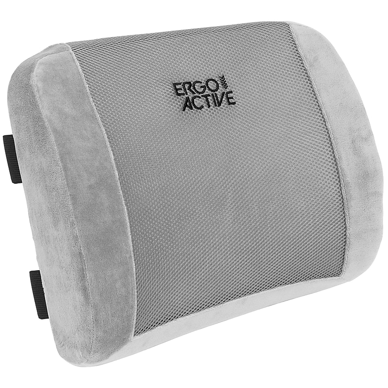 Mount-It! ErgoActive Lumbar Support Cushion with Straps, Breathable Mesh Cover, Gray (MI-1013) image 1